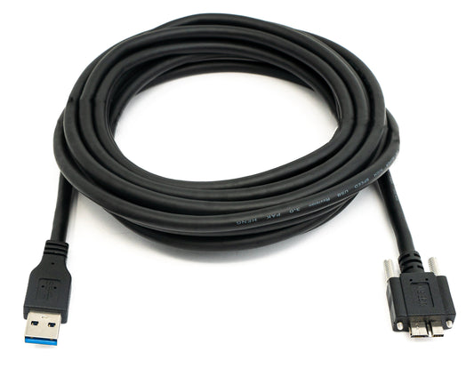SYSTEM-S USB 3.0 Kabel 5 m Micro B Stecker zu Typ A Stecker Schraube in Schwarz