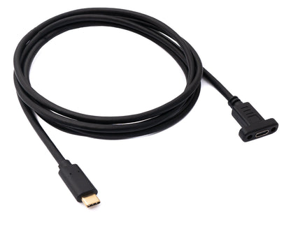 SYSTEM-S USB 3.1 cable 180 cm Type C male to female screw in black