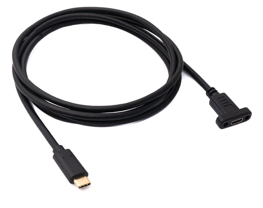 SYSTEM-S USB 3.1 Kabel 180 cm Typ C Stecker zu Buchse Schraube in Schwarz