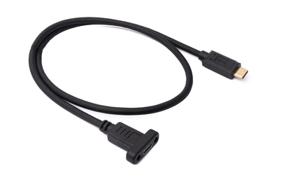 SYSTEM-S USB 3.1 cable 60 cm Type C male to female screw in black
