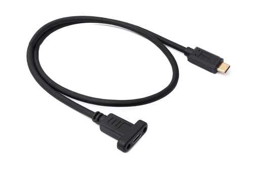 SYSTEM-S USB 3.1 cable 60 cm Type C male to female screw in black