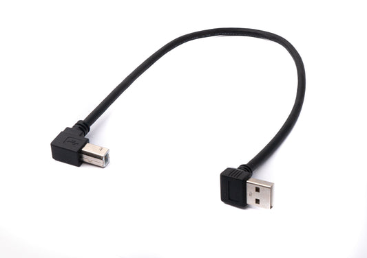 SYSTEM-S USB 2.0 cable 35 cm Type B male to Type A male angled in black