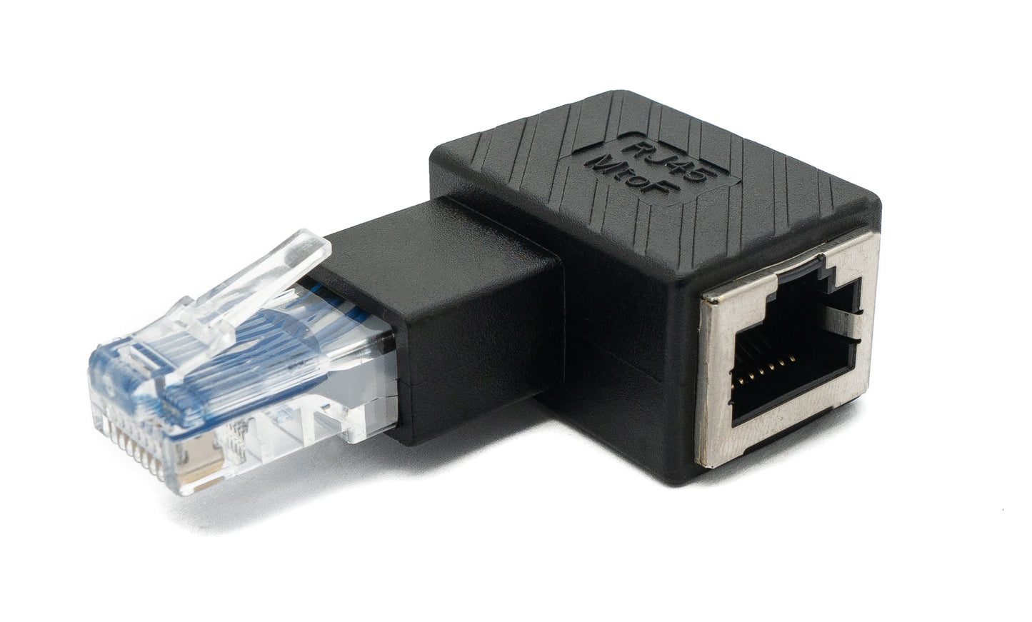 SYSTEM-S LAN Adapter RJ45 Stecker zu Buchse Winkel Ethernetadapter Kabel in Schwarz