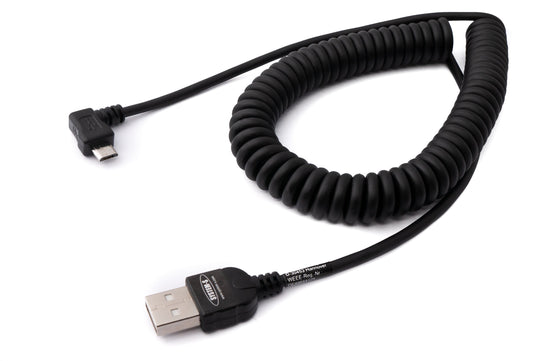 SYSTEM-S USB 2.0 Kabel 200 cm Typ A Stecker zu Micro B Stecker Spirale Winkel in Schwarz