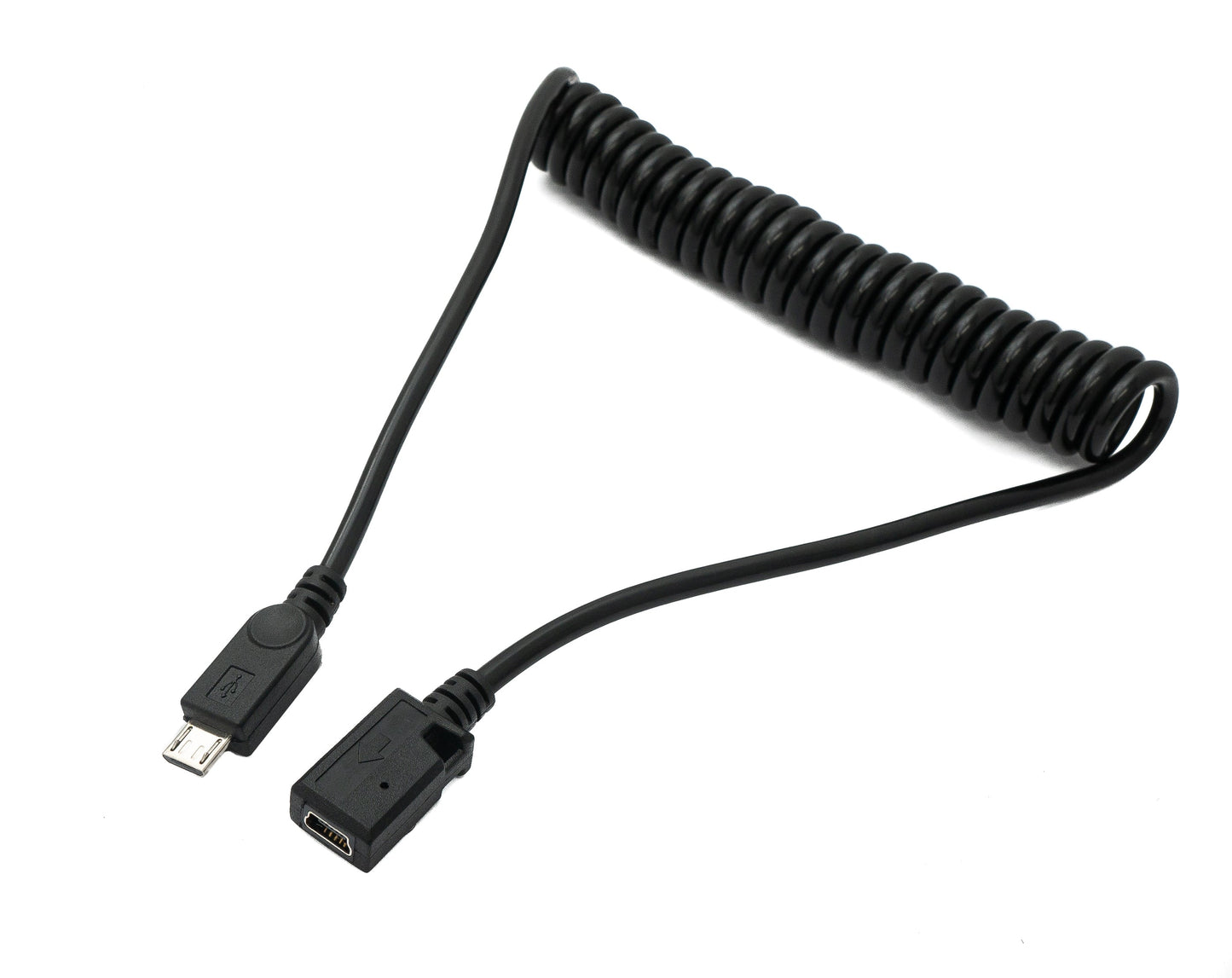 SYSTEM-S USB 2.0 cable 120 cm Micro B male to Mini B female spiral in black