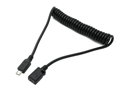 SYSTEM-S USB 2.0 cable 120 cm Micro B male to Mini B female spiral in black
