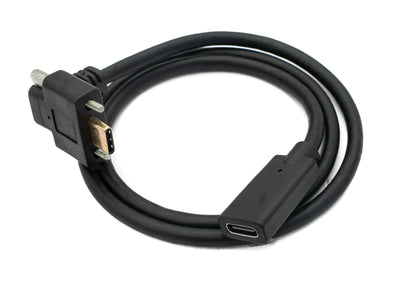SYSTEM-S USB 3.1 Gen 2 100W Kabel 60 cm Typ C Stecker zu Buchse Schraube Winkel