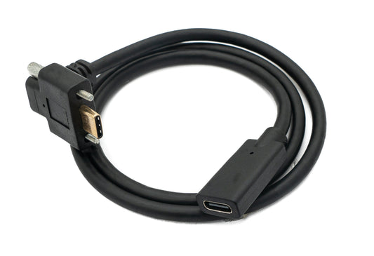 SYSTEM-S USB 3.1 Gen 2 100W Kabel 60 cm Typ C Stecker zu Buchse Schraube Winkel
