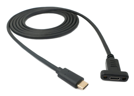 SYSTEM-S USB 3.1 Kabel 1,8 m Typ C Stecker zu Buchse Schraube in Schwarz
