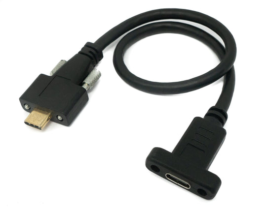 SYSTEM-S USB 3.1 Gen 2 Kabel 30 cm Typ C Stecker zu Buchse Schraube in Schwarz