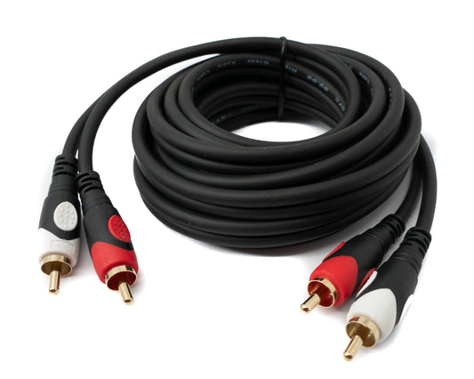 SYSTEM-S Cinch 2 RCA Kabel 3 m Stecker zu Stecker Stereo AV in Schwarz
