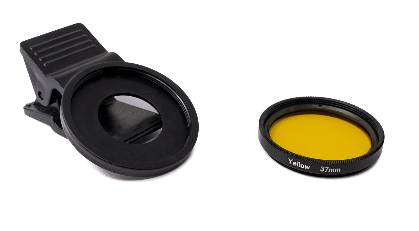 SYSTEM-S Farbfilter Gelb 37 mm Linse Farbe mit Clip für Smartphones in Schwarz
