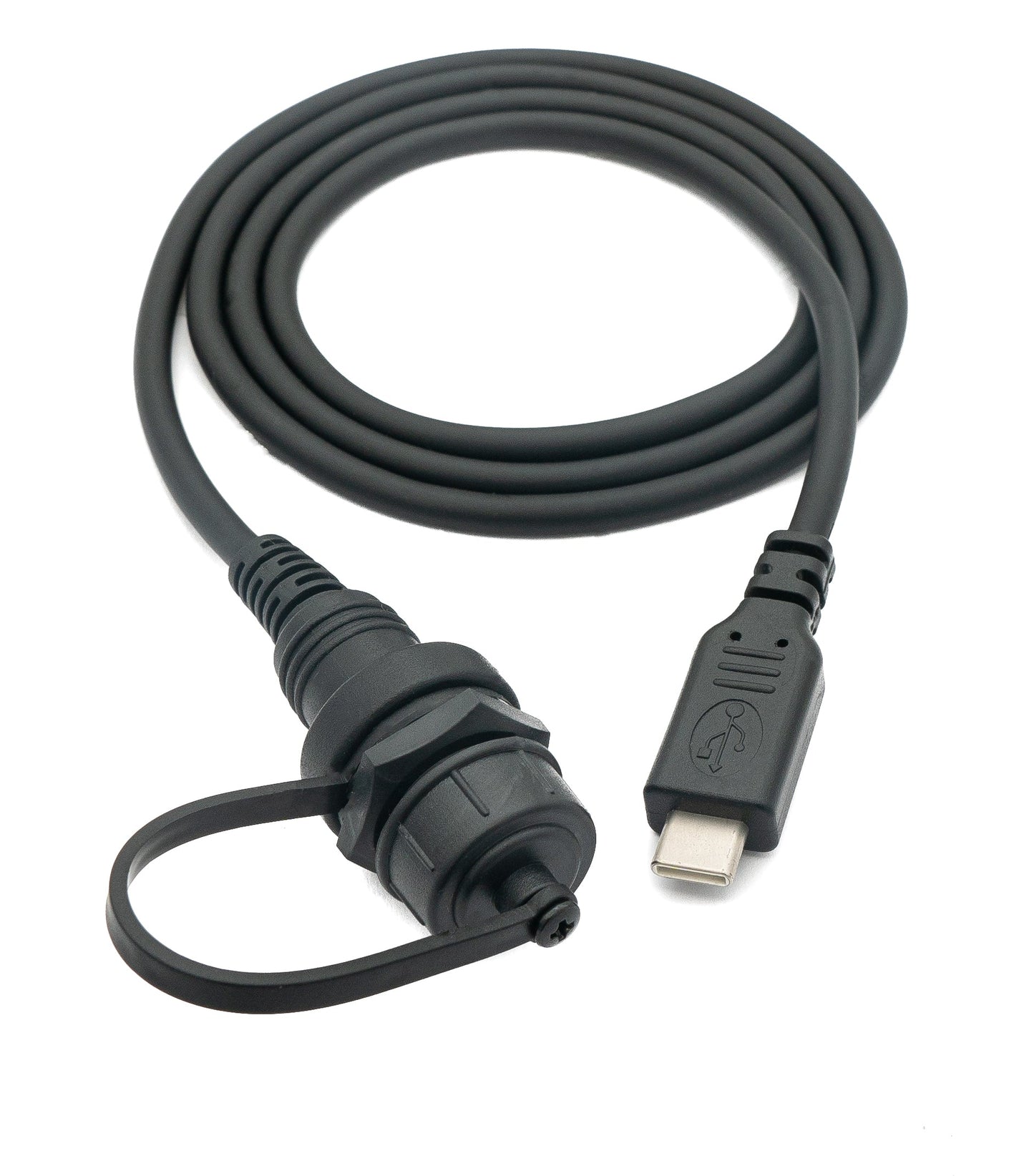 SYSTEM-S USB 3.1 Kabel 100 cm Typ C Stecker zu Buchse Bulkhead wasserfest Schwarz