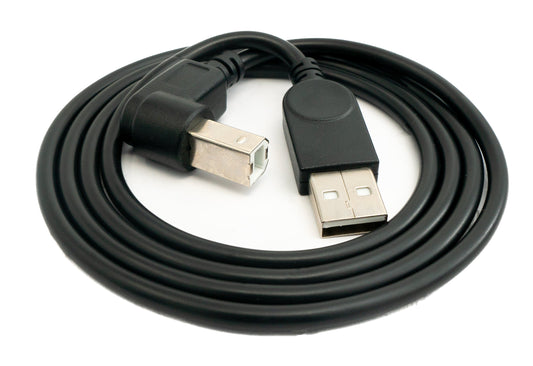 SYSTEM-S USB 2.0 Kabel 100 cm Typ B Stecker zu A Stecker Winkel in Schwarz