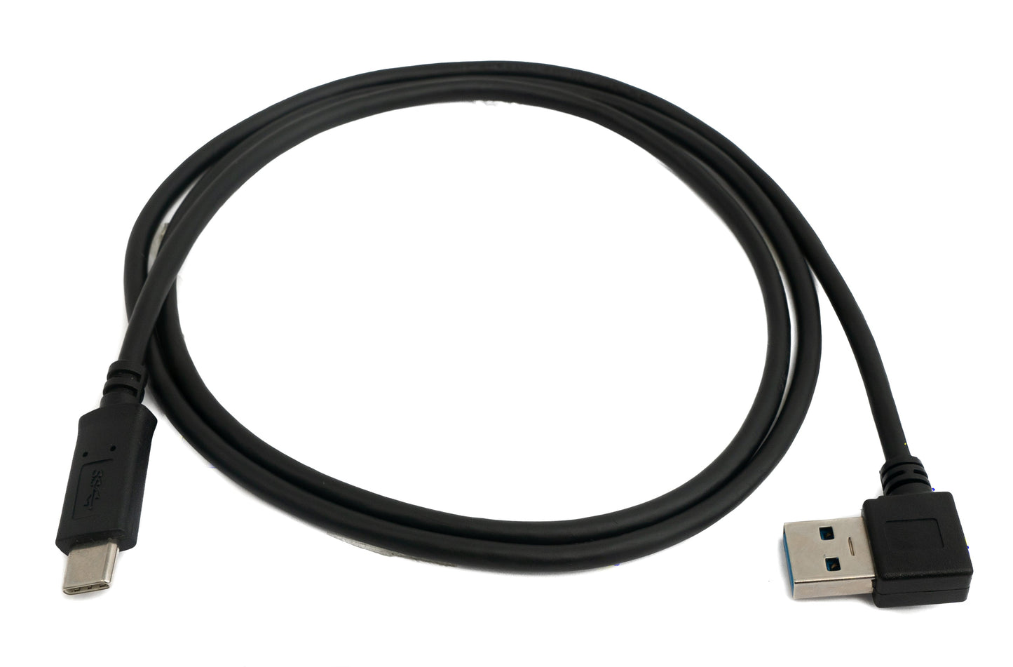 SYSTEM-S USB 3.1 Kabel 1 m Typ C Stecker zu Typ A Stecker Winkel in Schwarz