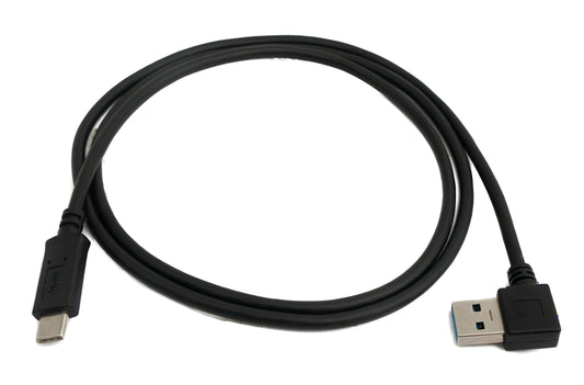 SYSTEM-S USB 3.1 Kabel 1 m Typ C Stecker zu Typ A Stecker Winkel in Schwarz
