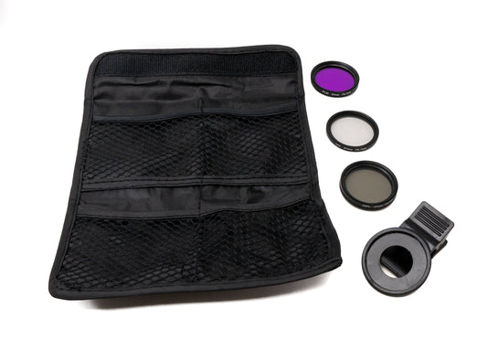 SYSTEM-S Filter UV CPL FLD Set 37 mm Linse Kit mit Clip Tasche in Schwarz