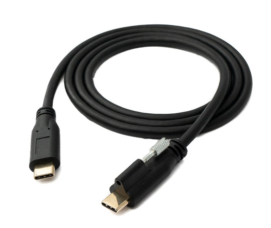 SYSTEM-S USB 3.1 Gen 2 100W Kabel 100 cm Typ C Stecker zu Stecker Schraube in Schwarz