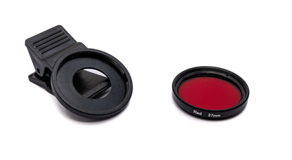 SYSTEM-S Farbfilter Rot 37 mm Linse Farbe mit Clip für Smartphones in Schwarz