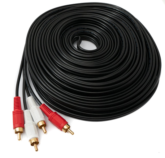 SYSTEM-S Cinch 2 RCA Kabel 20 m Stecker zu Stecker Stereo AV in Schwarz