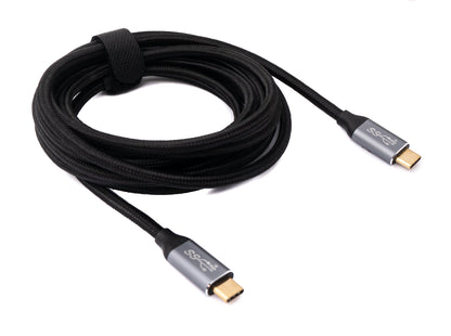 SYSTEM-S USB 3.1 Gen 2 Kabel 3 m Typ C Stecker zu Stecker geflochten in Schwarz