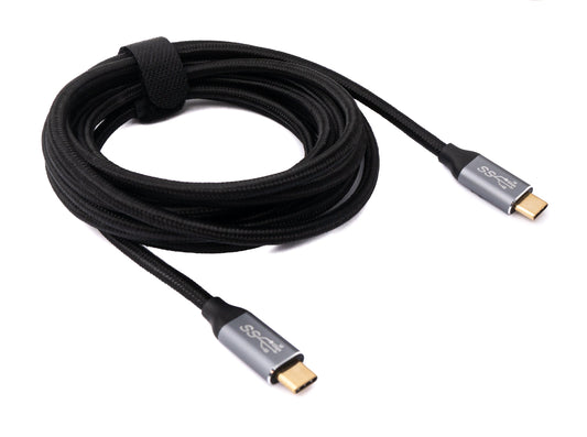 SYSTEM-S USB 3.1 Gen 2 Kabel 3 m Typ C Stecker zu Stecker geflochten in Schwarz