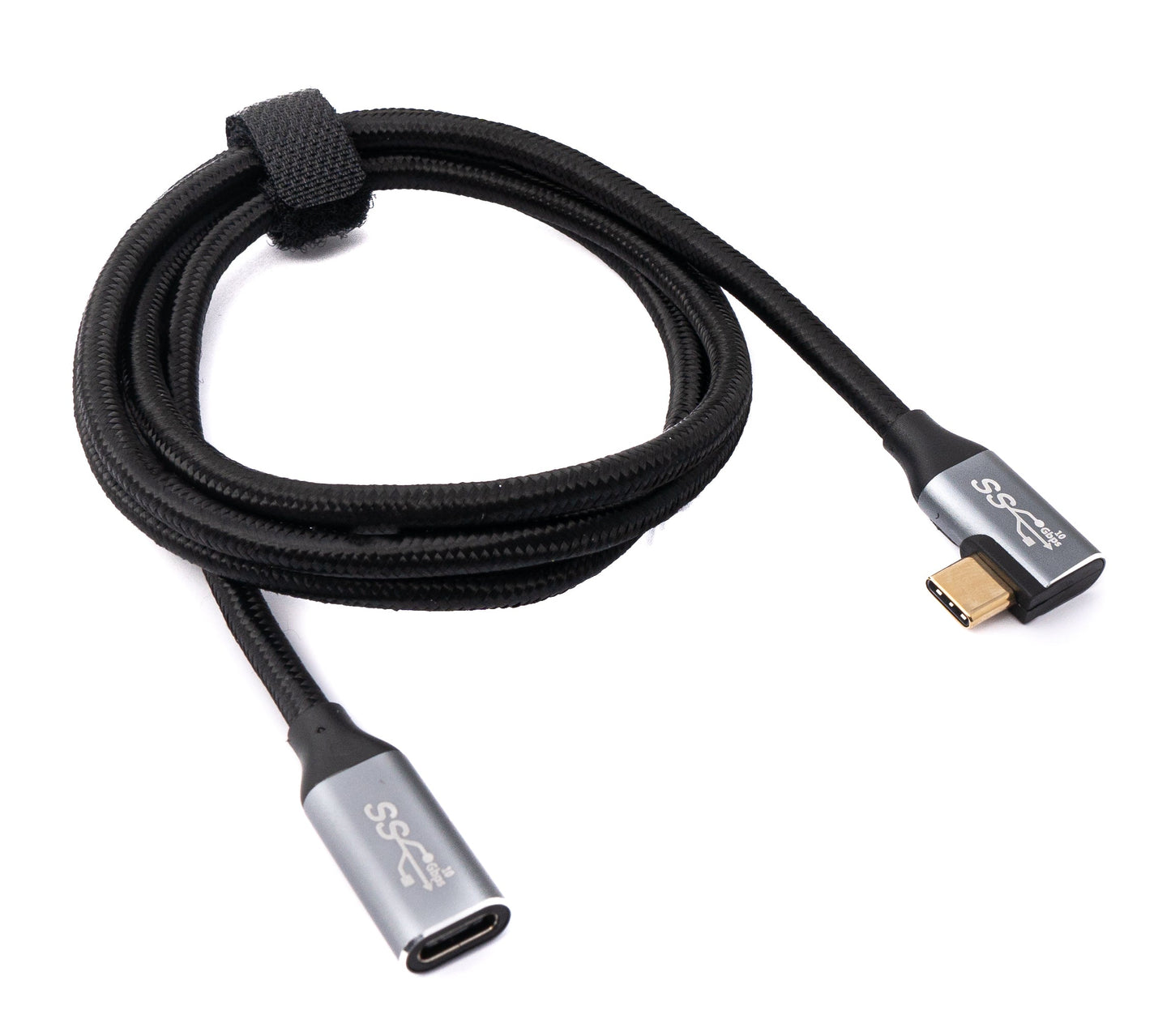 SYSTEM-S USB 3.1 Gen 2 Kabel 100 cm Typ C Stecker zu Buchse geflochten Winkel