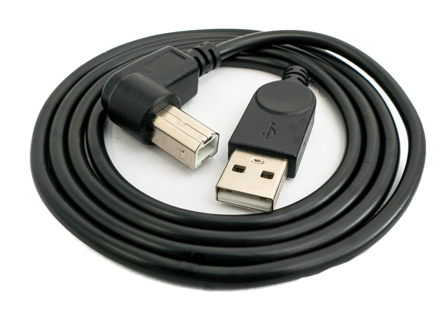 SYSTEM-S USB 2.0 Kabel 100 cm Typ B Stecker zu A Stecker Winkel in Schwarz