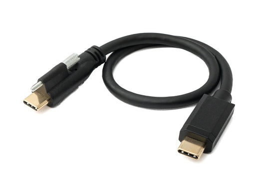 SYSTEM-S USB 3.1 Gen 2 100W Kabel 30 cm Typ C Stecker zu Stecker Schraube in Schwarz