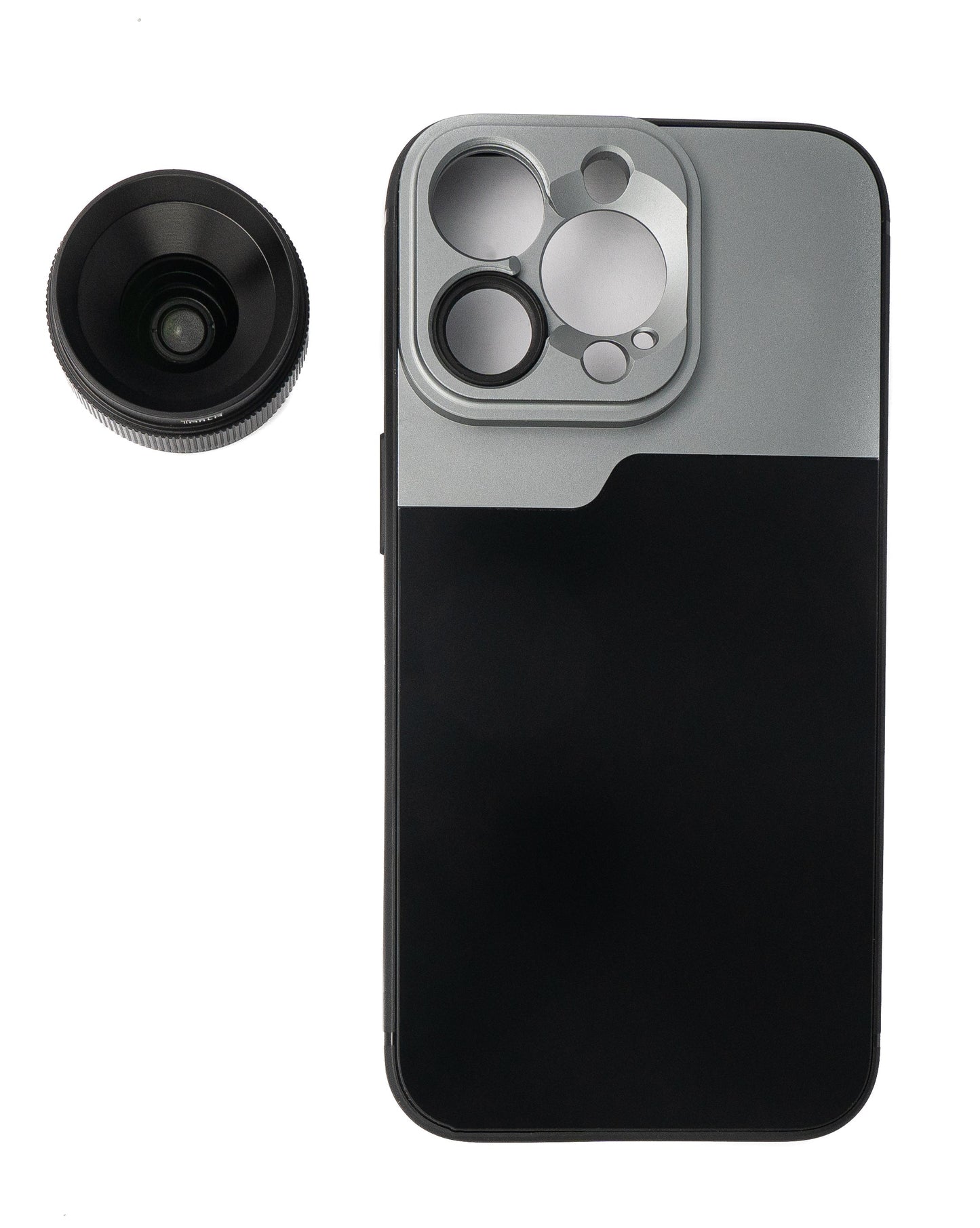 SYSTEM-S Macro Lens 1.1x to 2.8x Filter with Case in Black for iPhone 13 Pro