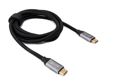 SYSTEM-S USB 3.1 Gen 2 100W Kabel 150 cm Typ C Stecker zu Stecker geflochten in Schwarz