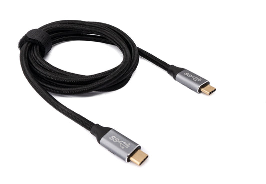 SYSTEM-S USB 3.1 Gen 2 100W Kabel 150 cm Typ C Stecker zu Stecker geflochten in Schwarz
