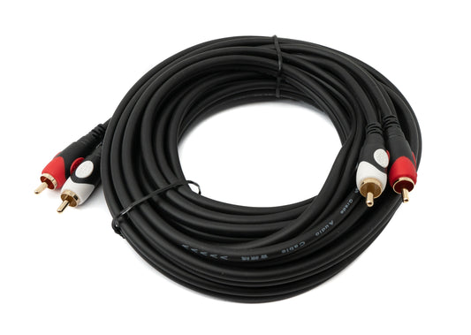 SYSTEM-S Cinch 2 RCA Kabel 5 m Stecker zu Stecker Stereo AV in Schwarz