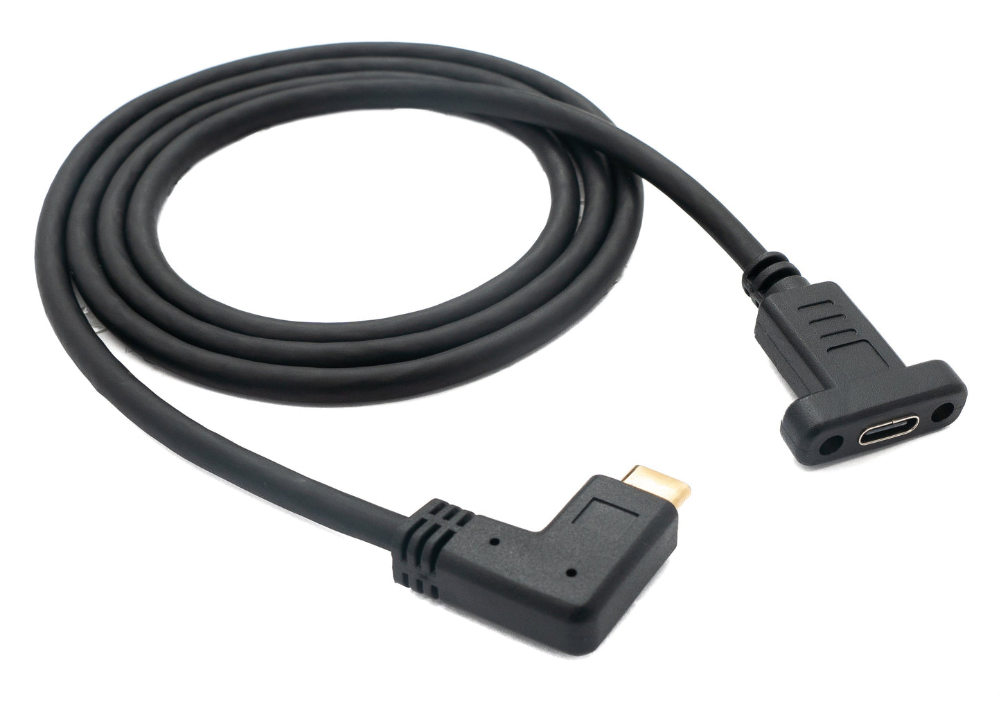 SYSTEM-S USB 3.1 Kabel 100 cm Typ C Stecker zu Buchse Schraube Winkel in Schwarz