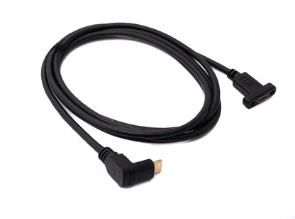 SYSTEM-S USB 3.1 Kabel 180 cm Typ C Stecker zu Buchse Schraube Winkel in Schwarz