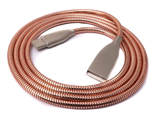 SYSTEM-S USB 3.1 Kabel 100cm Typ C Stecker zu 2.0 Typ A Buchse Metall Feder Pink