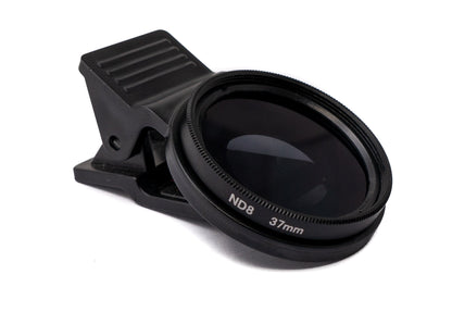 SYSTEM-S ND8 lens 37 mm neutral density gray filter with clip for smartphones in black
