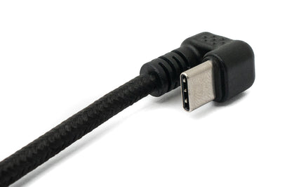 SYSTEM-S USB 3.1 Kabel 1,5m Typ C Stecker zu 2.0 A Stecker geflochten 180° Winkel Schwarz