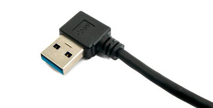 SYSTEM-S USB 3.1 Kabel 1 m Typ C Stecker zu Typ A Stecker Winkel in Schwarz