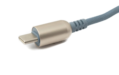 SYSTEM-S USB 3.1 Kabel 100cm Typ C Stecker zu 3.0 Typ A Stecker geflochten Winkel in Grau