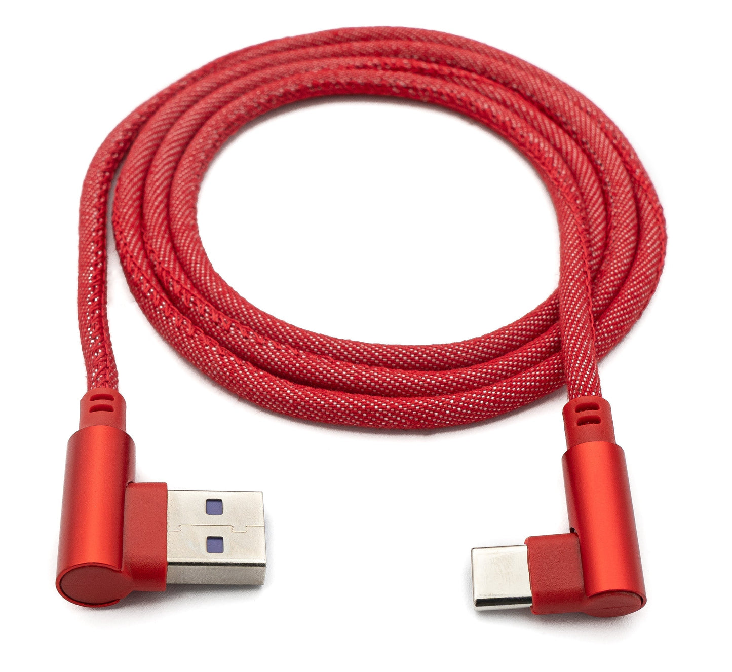 SYSTEM-S USB 3.1 cable 100cm Type C male to 3.0 Type A male braided angle in red