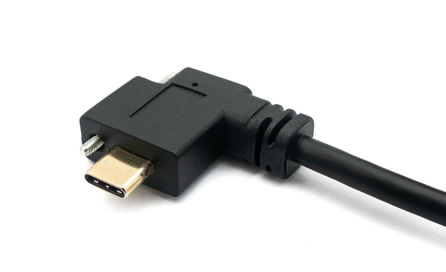 SYSTEM-S USB 3.1 Kabel 60 cm Typ C Stecker zu Buchse Schraube Winkel in Schwarz