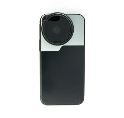 SYSTEM-S ND Vario Filter 37 mm 2 bis 4000 Neutraldichte mit Hülle für iPhone 13 Mini