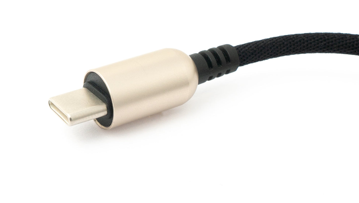 SYSTEM-S USB 3.1 Kabel 100cm Typ C Stecker zu 3.0 Typ A Stecker geflochten Winkel Schwarz