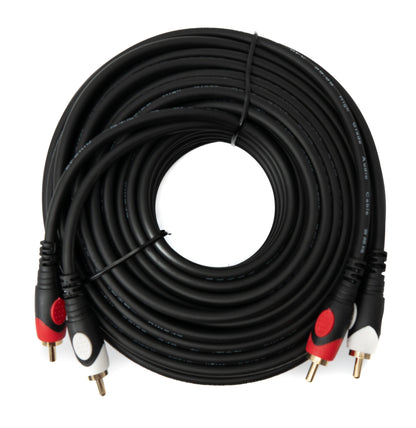SYSTEM-S Cinch 2 RCA Kabel 10 m Stecker zu Stecker Stereo AV in Schwarz