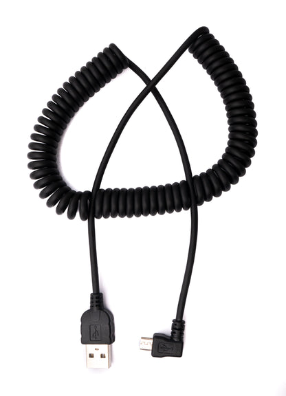 SYSTEM-S USB 2.0 Kabel 200 cm Typ A Stecker zu Micro B Stecker Spirale Winkel in Schwarz