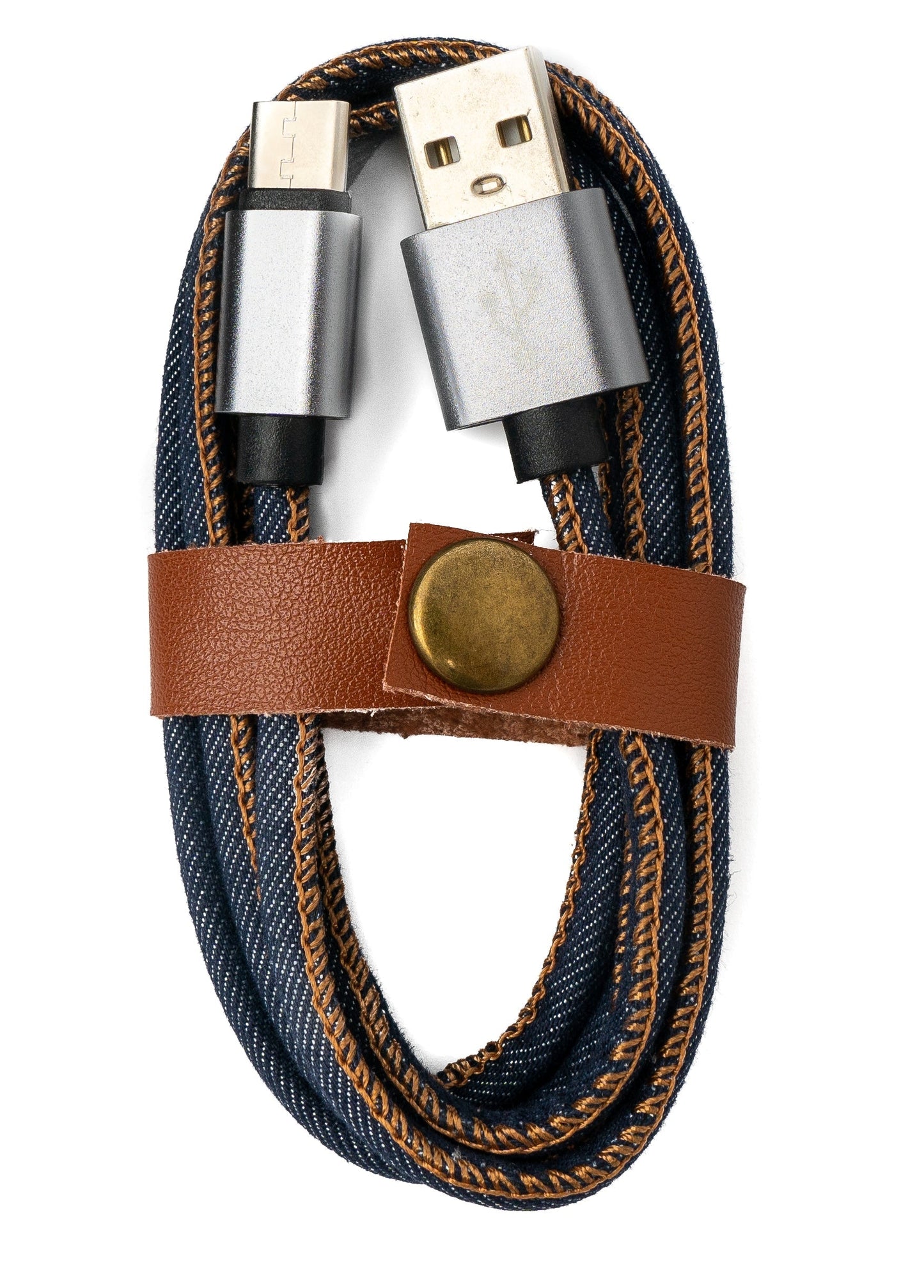 SYSTEM-S USB 3.1 Kabel 100 cm Typ C Stecker zu 2.0 Typ A Stecker geflochten in Denim Blau