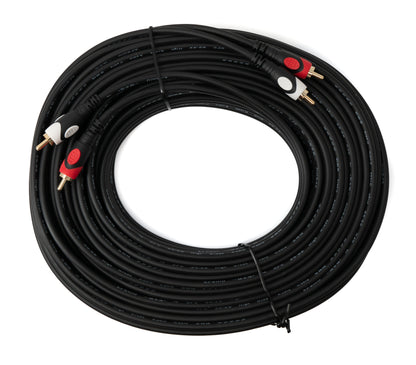 SYSTEM-S Cinch 2 RCA Kabel 20 m Stecker zu Stecker Stereo AV in Schwarz