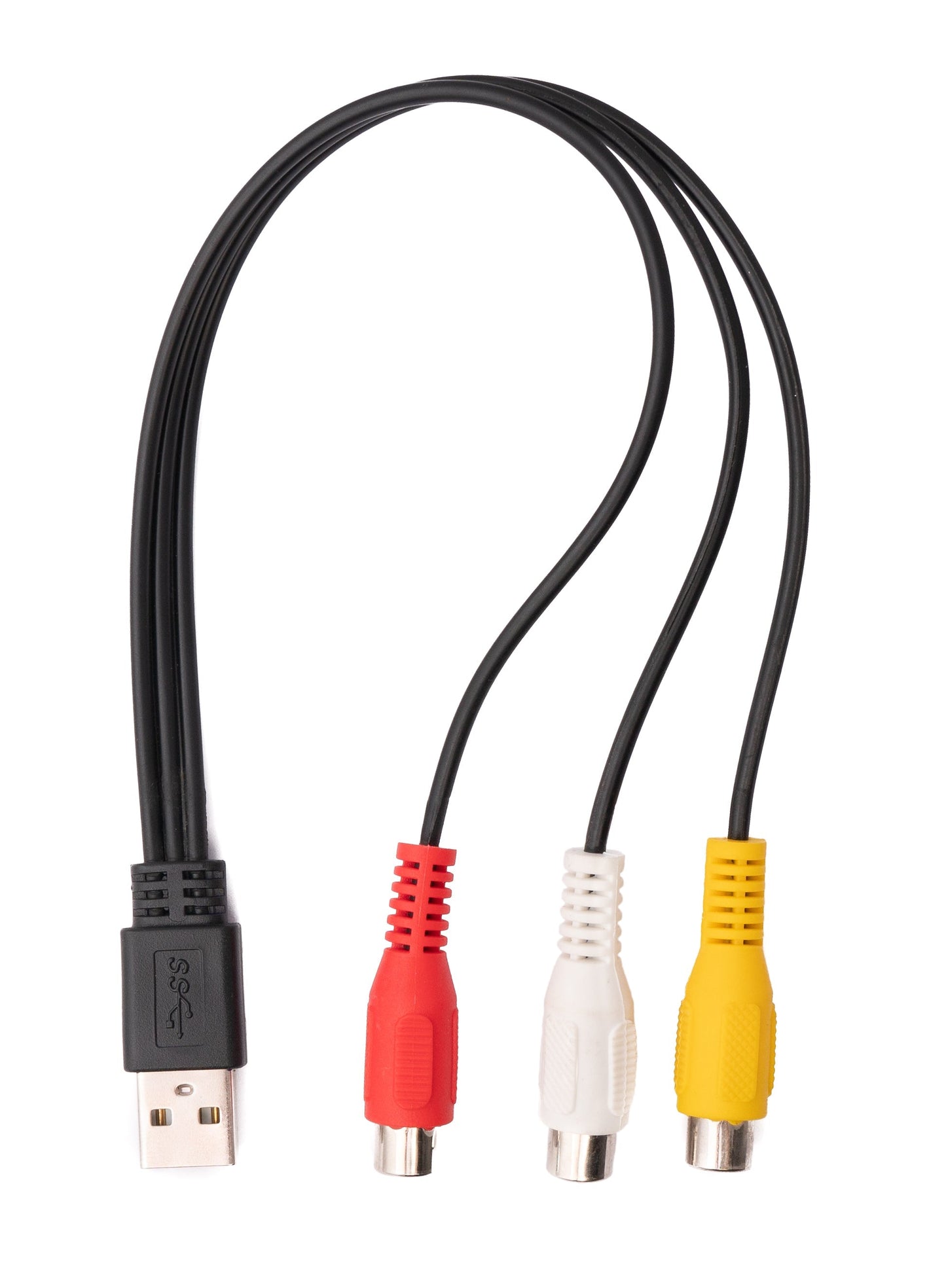 SYSTEM-S Cinch 3 RCA Kabel 25 cm Buchse zu USB 2.0 Typ A Stecker AV in Schwarz