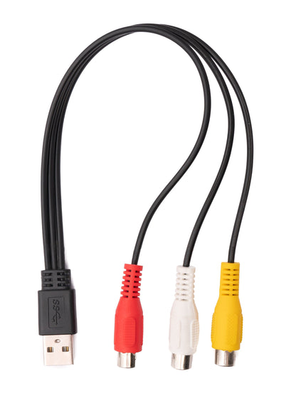 SYSTEM-S Cinch 3 RCA Kabel 25 cm Buchse zu USB 2.0 Typ A Stecker AV in Schwarz
